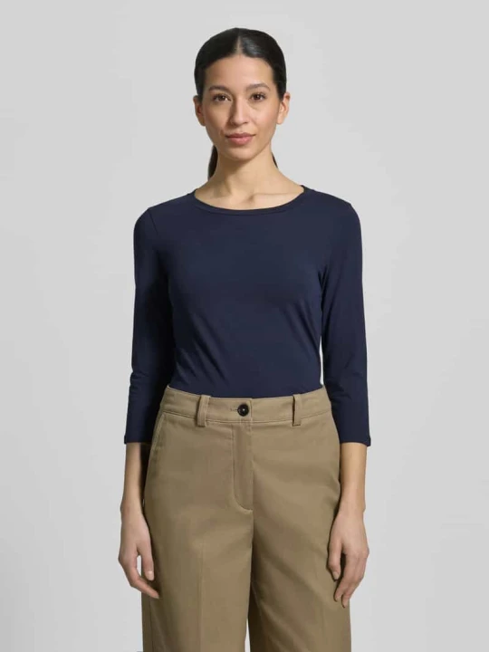 Zdjęcie produktu Bluzka z rękawem o dł. 3/4 o kroju slim fit z mieszanki bawełny model „MULTIA” Weekend Max Mara Granatowy