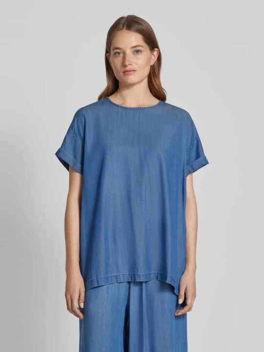 Zdjęcie produktu Bluzka z tkaniny stylizowanej na denim model ‘Amana’ MbyM Jeansowy niebieski