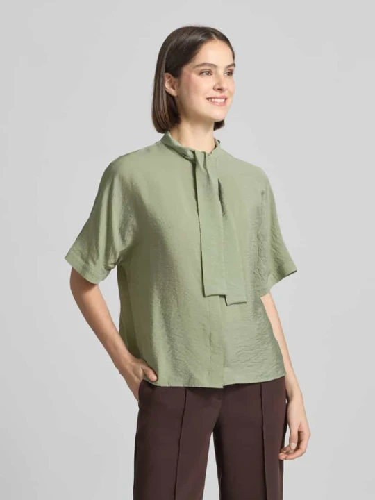 Zdjęcie produktu Bluzka z wiązaniem pod szyją o kroju relaxed fit z mieszanki wiskozy Marc O'Polo Jasnozielony