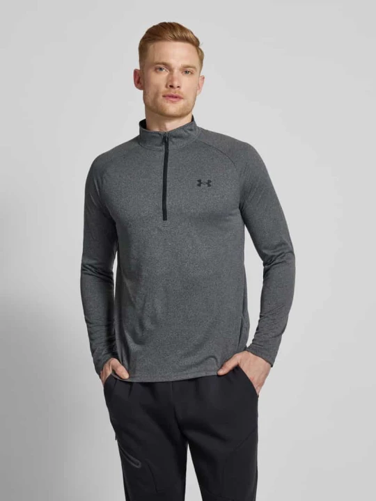 Zdjęcie produktu Bluzka z wiskozy z długim rękawem i zapinanym kołnierzem Under Armour Antracytowy
