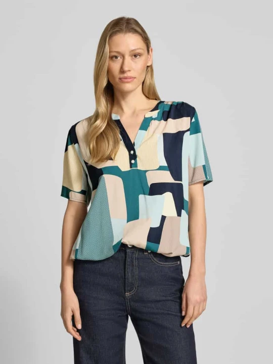 Zdjęcie produktu Bluzkowy T-shirt o kroju regular fit z czystej wiskozy Tom Tailor Petrol
