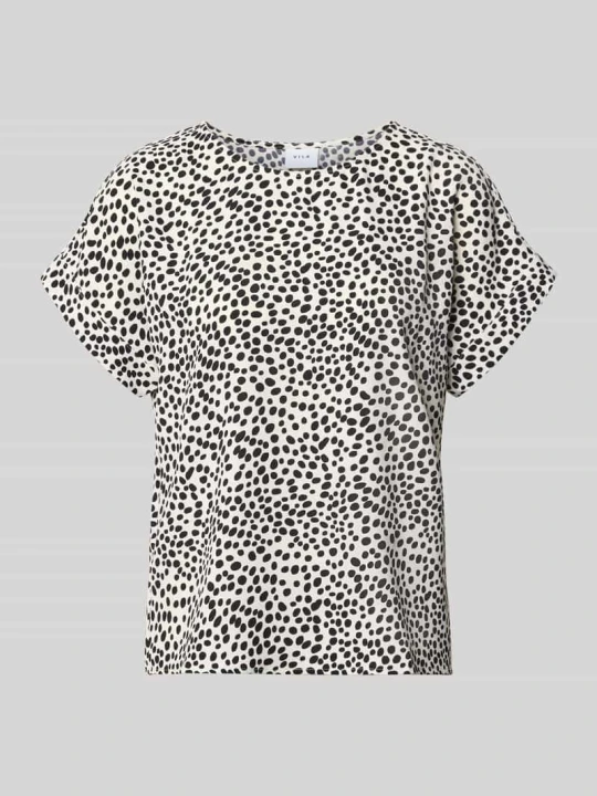 Zdjęcie produktu Bluzkowy t-shirt we wzór na całej powierzchni model 'JOSA' Vila Beżowy