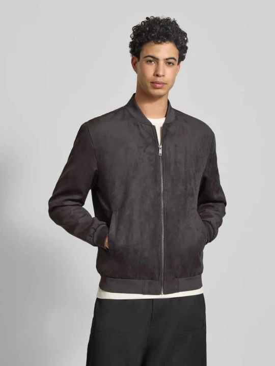 Zdjęcie produktu Kurtka bluzonowa o kroju regular fit ze skórzanym efektem Model 'LUCAS' Only & Sons Antracytowy