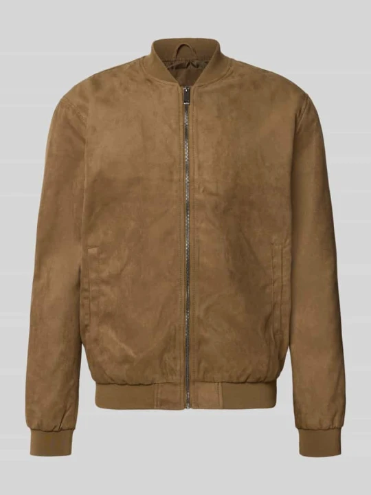 Zdjęcie produktu bluzon o kroju regular fit z kołnierzem baseballowym model 'LUCAS' Only & Sons Jasnobrązowy