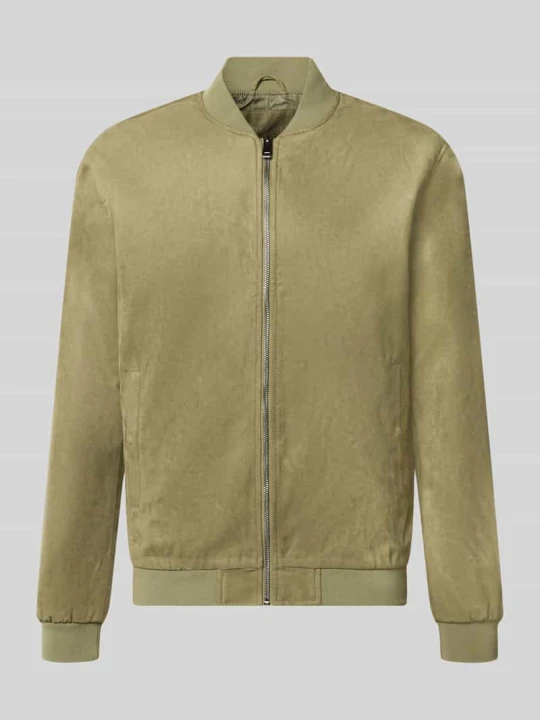 Zdjęcie produktu bluzon o kroju regular fit z kołnierzem baseballowym model 'LUCAS' Only & Sons Oliwkowy