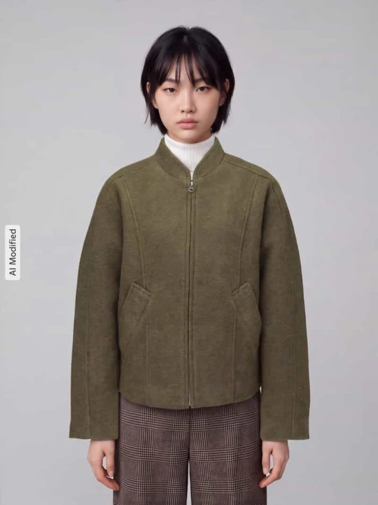Zdjęcie produktu bluzon o kroju regular fit z mieszanki wełny model 'JACQUELINE' Selected Oliwkowy
