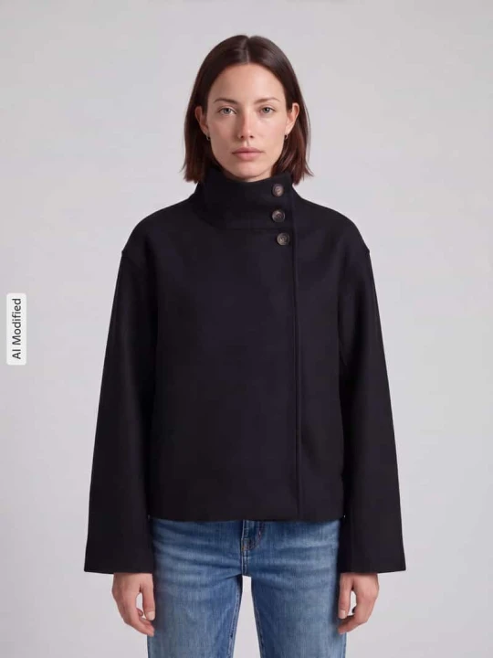 Zdjęcie produktu bluzon o kroju regular fit ze stójką model 'GNES' Pieces Czarny