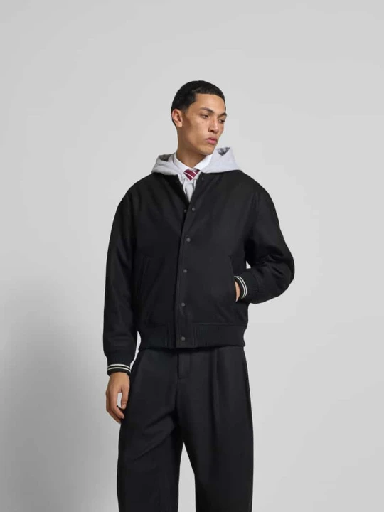Zdjęcie produktu Bluzon z prążkowanymi wykończeniami Maison Kitsuné Czarny