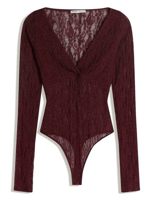 Zdjęcie produktu Body Bershka ciemnoczerwony