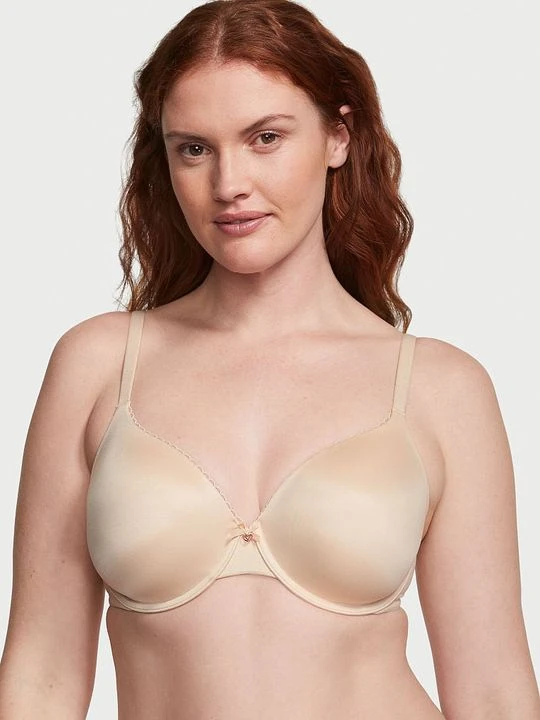 Zdjęcie produktu Body by Victoria Biustonosz lekko usztywniany z mocno zabudowanymi miseczkami Infinity Edge Victoria's Secret Beżowy