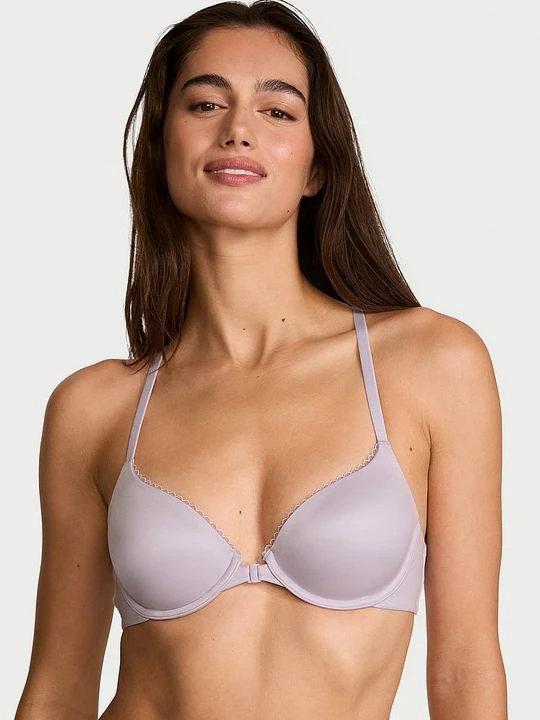 Zdjęcie produktu Body by Victoria Biustonosz lekko uszytywniany zapinany z przodu z koronką na plecach Racerback Demi Victoria's Secret Fioletowy