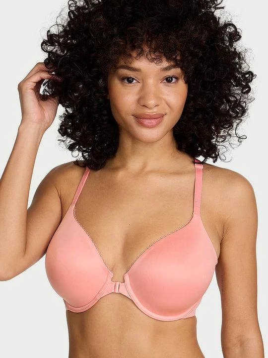 Zdjęcie produktu Body by Victoria Biustonosz lekko uszytywniany zapinany z przodu z mocno zabudowanymi miseczkami Racerback Victoria's Secret Różowy
