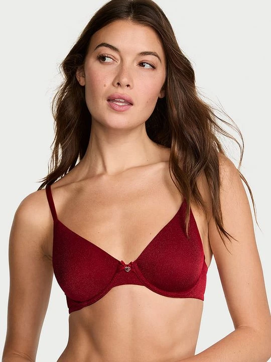 Zdjęcie produktu Body by Victoria Biustonosz nieusztywniany Shimmer Demi Victoria's Secret Czerwony