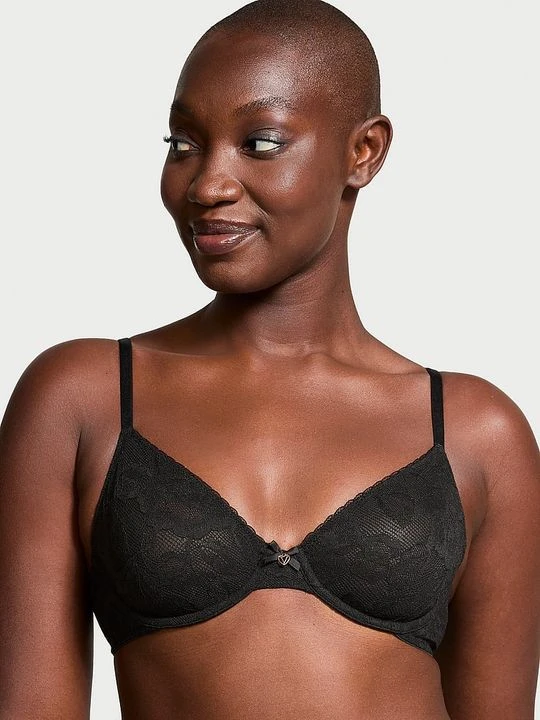 Zdjęcie produktu Body by Victoria Biustonosz nieusztywniany koronkowy Invisible Lift Demi Victoria's Secret Czarny