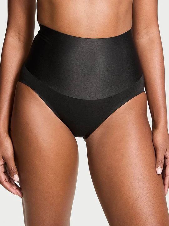 Zdjęcie produktu Body by Victoria Majtki modelujące z wysokim stanem Smoothing Shimmer Brief Victoria's Secret Czarny
