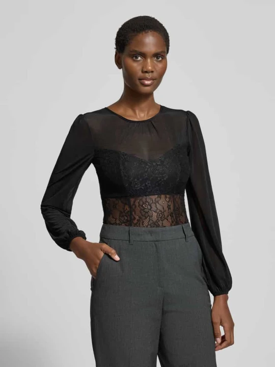 Zdjęcie produktu Body o kroju slim fit z półprzezroczystego materiału model ‘Noelia’ Guido Maria Kretschmer Czarny