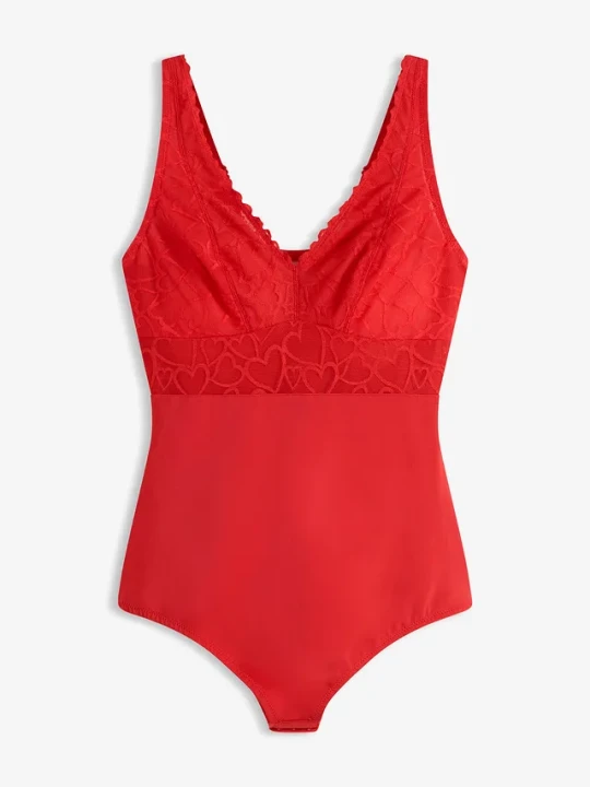 Zdjęcie produktu Body o średnim stopniu modelowania z koronką w serduszka BonPrix