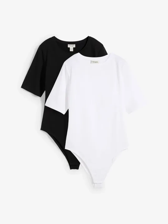 Zdjęcie produktu Body z krótkim rękawem (2 szt.) BonPrix czarny