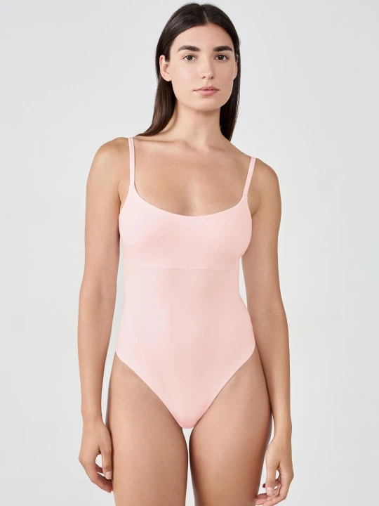 Zdjęcie produktu Body z mikrofibry z wbudowanym biustonoszem Etam różowy