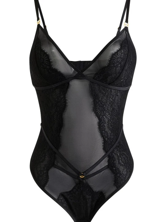 Zdjęcie produktu Body ze stringami, bez fiszbinów BonPrix czarny