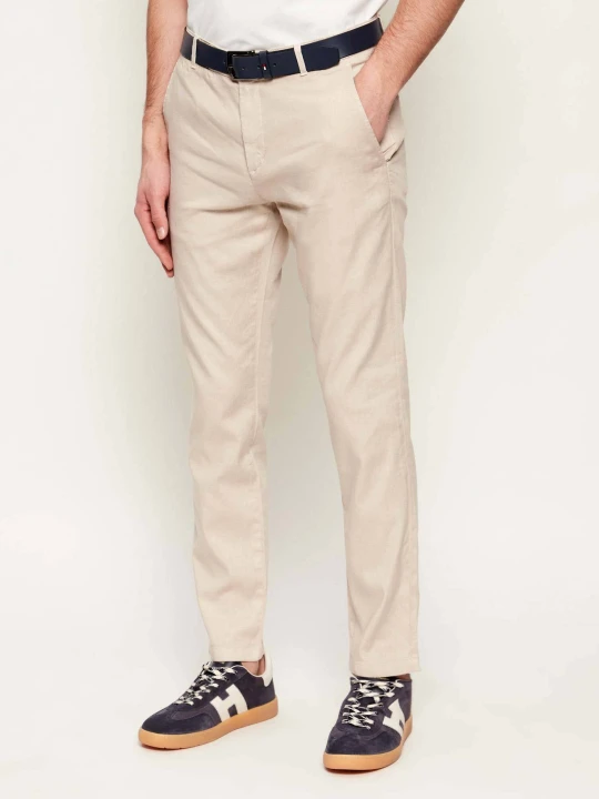 Zdjęcie produktu Bogner Lniane spodnie chino RILEY-G6 | Slim Fit beżowy