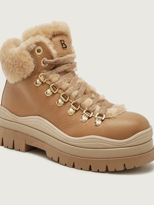 Zdjęcie produktu Bogner Skórzane trapery Arosa 9E | shearling | z dodatkiem wełny beżowy