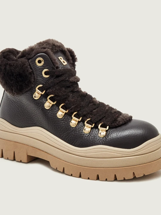 Zdjęcie produktu Bogner Skórzane trapery Arosa 9E | shearling | z dodatkiem wełny brązowy