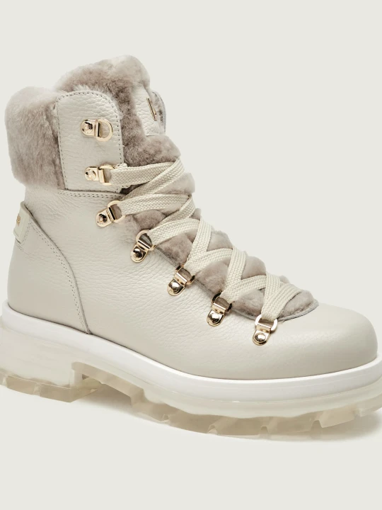 Zdjęcie produktu Bogner Skórzane trapery Swansea 9 B | shearling | z dodatkiem wełny ecru