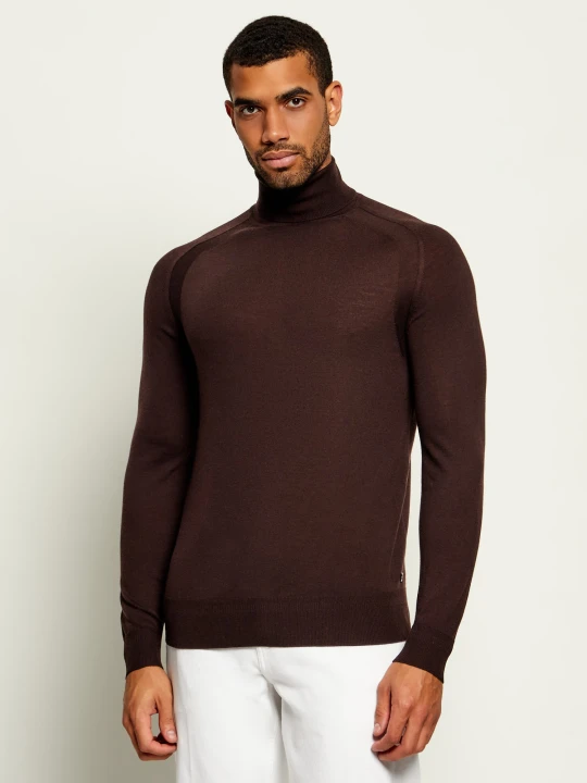 Zdjęcie produktu Bogner Wełniany golf Gordon-7 | Slim Fit | z dodatkiem kaszmiru brązowy