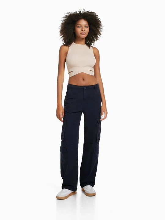 Zdjęcie produktu Bojówki Bershka błękit królewski