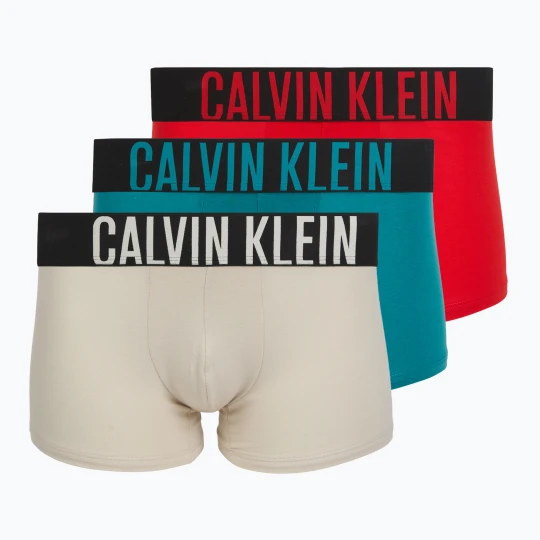 Zdjęcie produktu Bokserki męskie Calvin Klein 000NB3608A Trunk 3 pary oatmeal / aged redwood / bright turquoi Beżowy