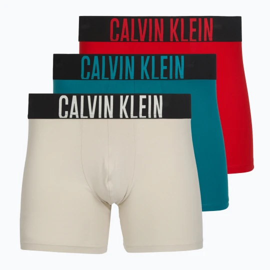 Zdjęcie produktu Bokserki Calvin Klein 000NB3609A Boxer Brief 3 pary oatmeal / aged redwood / bright turquoi Beżowy