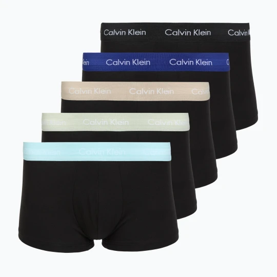 Zdjęcie produktu Bokserki Calvin Klein LV00NB4412 Low Rise Trunk 5 par black w plume wb / black w misty sage wb