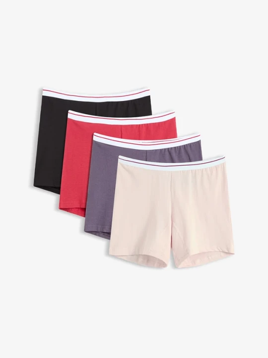 Zdjęcie produktu Bokserki damskie, średniej długości, z wygodną bawełną (4 sztuki) BonPrix różowy