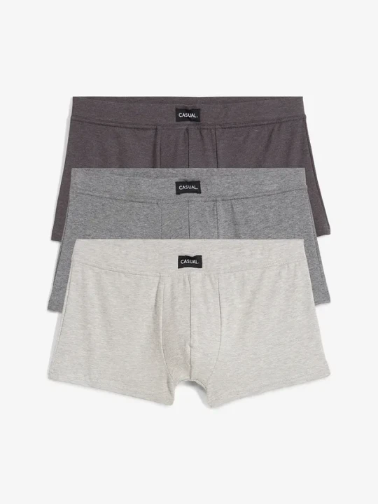 Zdjęcie produktu Bokserki hipster z bawełną (3 pary) BonPrix szary