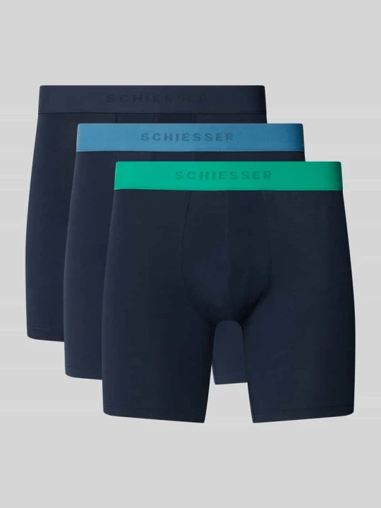 Zdjęcie produktu Bokserki krój slim fit z mieszanka bawełny w zestaw 3 szt. Schiesser Granatowy