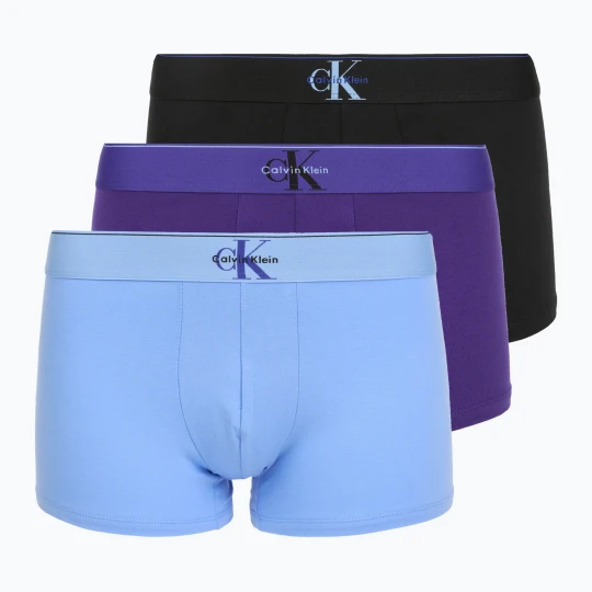 Zdjęcie produktu Bokserki męskie Calvin Klein LV00NB4472 Trunk 3 pary black w / blue river fog / blue river