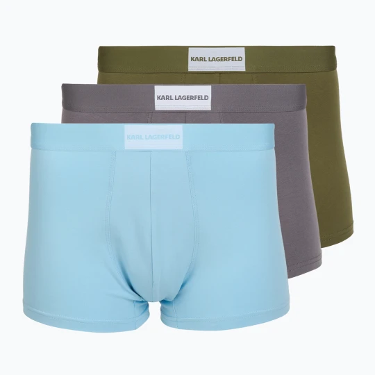 Zdjęcie produktu Bokserki męskie KARL LAGERFELD Essential Logo Trunk 3 pary olive / clear sky / excalibur Czarny