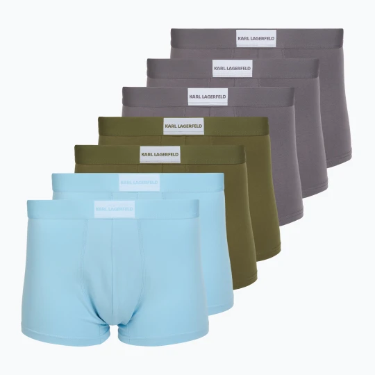 Zdjęcie produktu Bokserki męskie KARL LAGERFELD Essential Logo Trunk 7 par olive / clear sky / excalibur Czarny