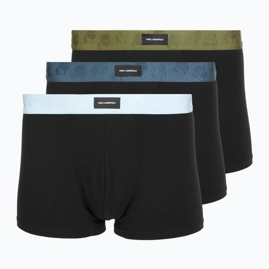 Zdjęcie produktu Bokserki męskie KARL LAGERFELD Kameo Logo Trunk 3 pary midnight / clear sky / olive Czarny