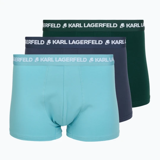 Zdjęcie produktu Bokserki męskie KARL LAGERFELD Logo Trunk Multiband 3 pary dark sea / indigo / blue Granatowy