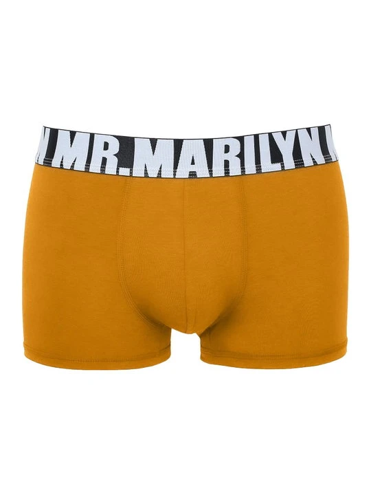 Zdjęcie produktu Bokserki męskie klasyczne z logowaną gumą musztardowe Letters Boxer Marilyn