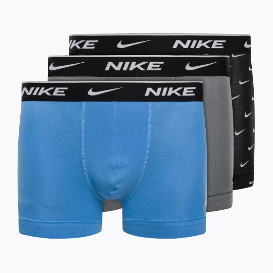 Zdjęcie produktu Bokserki męskie Nike Everyday Cotton Stretch Trunk 3 pary swoosh print / grey / uni. blue