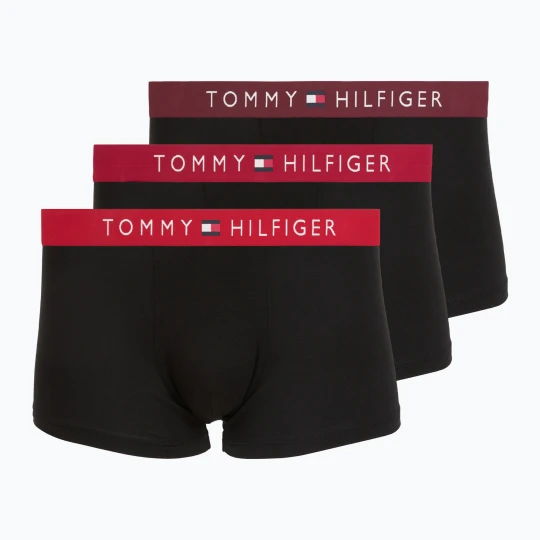 Zdjęcie produktu Bokserki męskie Tommy Hilfiger Trunk WB 3 pack medium red / rasp juice / burgundy Czarny