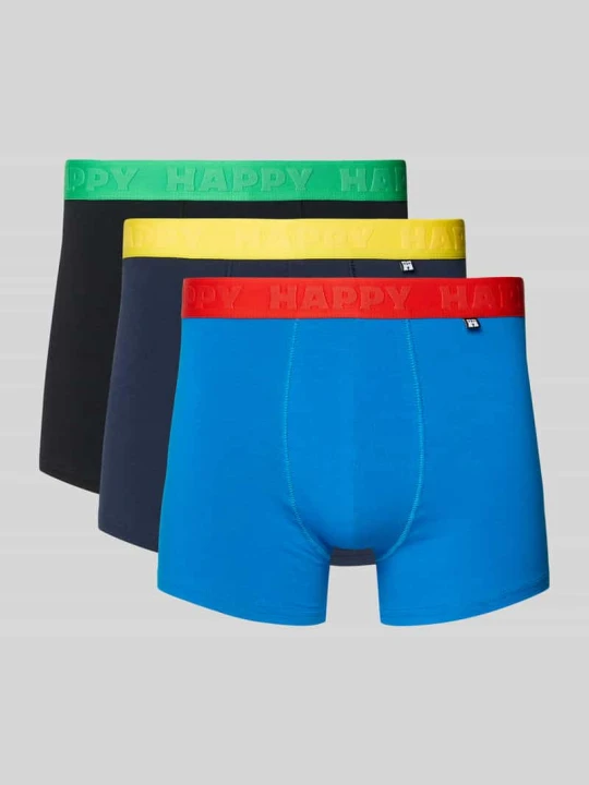 Zdjęcie produktu Bokserki o kroju slim fit z detalem z logo w Zestaw 3 szt. Happy Socks Niebieski