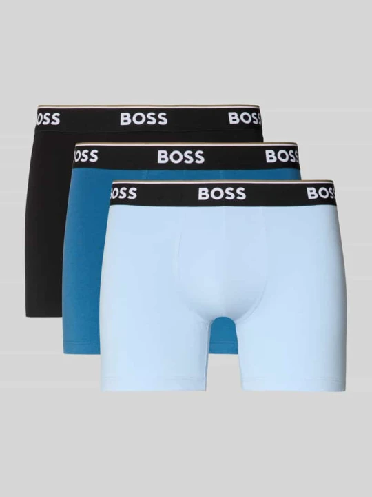 Zdjęcie produktu Bokserki o kroju slim fit z mieszanka bawełny w zestaw 3 szt. model 'POWER' Boss Niebieski