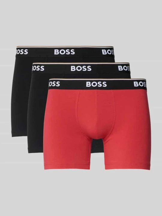 Zdjęcie produktu Bokserki o kroju slim fit z mieszanka bawełny w zestaw 3 szt. model 'POWER' Boss Czerwony