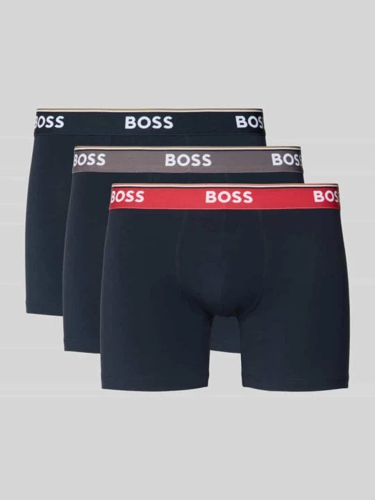 Zdjęcie produktu Bokserki o kroju slim fit z mieszanka bawełny w zestaw 3 szt. model 'POWER' Boss Ciemnoniebieski