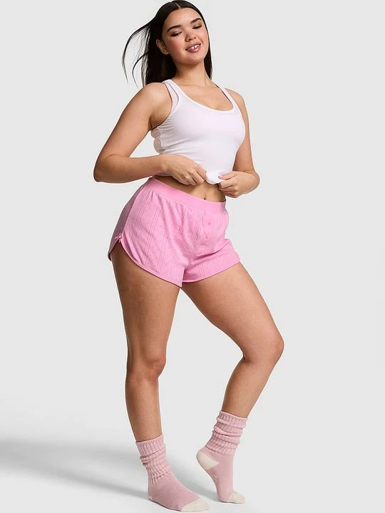 Zdjęcie produktu Bokserki pointelle z kokardką Victoria's Secret Różowy