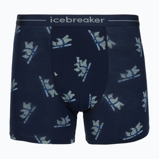 Zdjęcie produktu Bokserki termoaktywne męskie Icebreaker Merino 150 Anatomica BearTour AOP Boxers midnight navy Granatowy